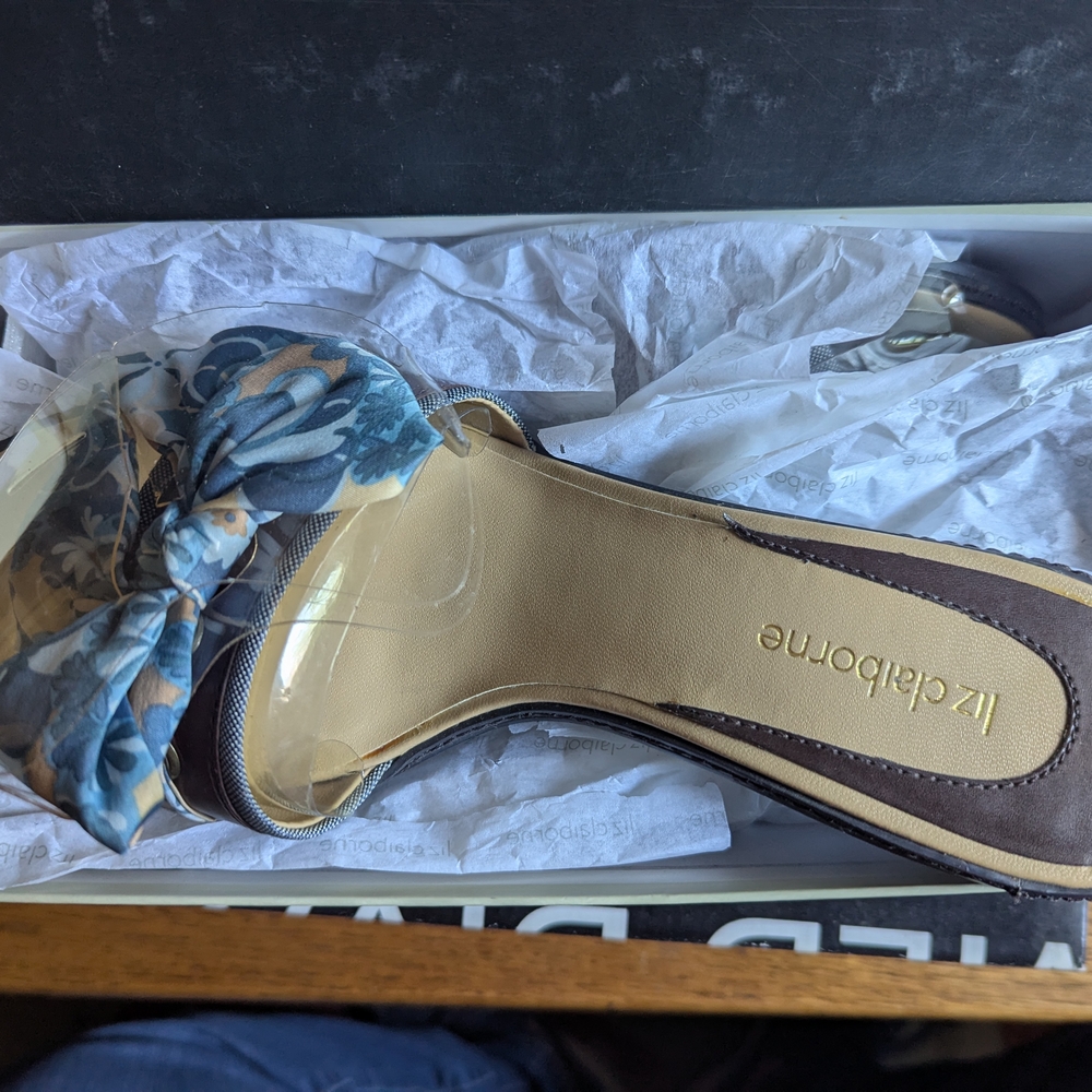 Liz Claiborne Women's Floral Sandals - Blue and Brown